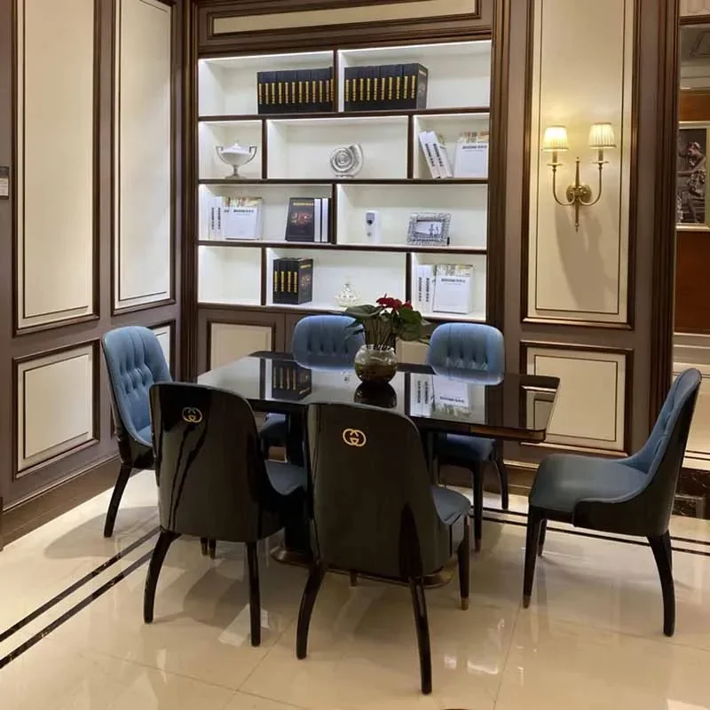 

Poker Glass Dining Table Kitchen Rectangular Nordic Restaurant Tables Chairs Living Room Modern Children Muebles Hotel Furniture
