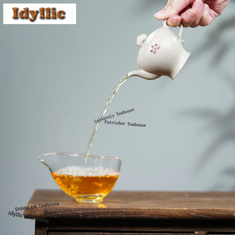 150ml Aesthetic Yixing Purple Clay Teapots Handmade Beauty Shoulders Ruyi Pot Raw Ore White Section Mud Kettle Zisha Tea Set