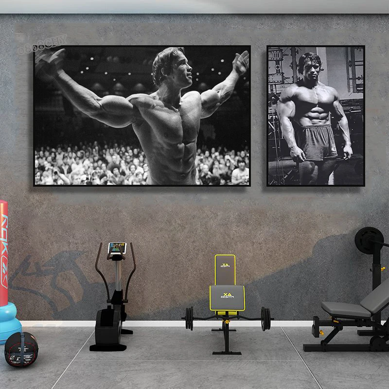 Bodybuilding Famous Character Pictures Arnold Schwarzenegger Fitness Art Posters Wall Art Canvas Painting for Gym Decor Painting