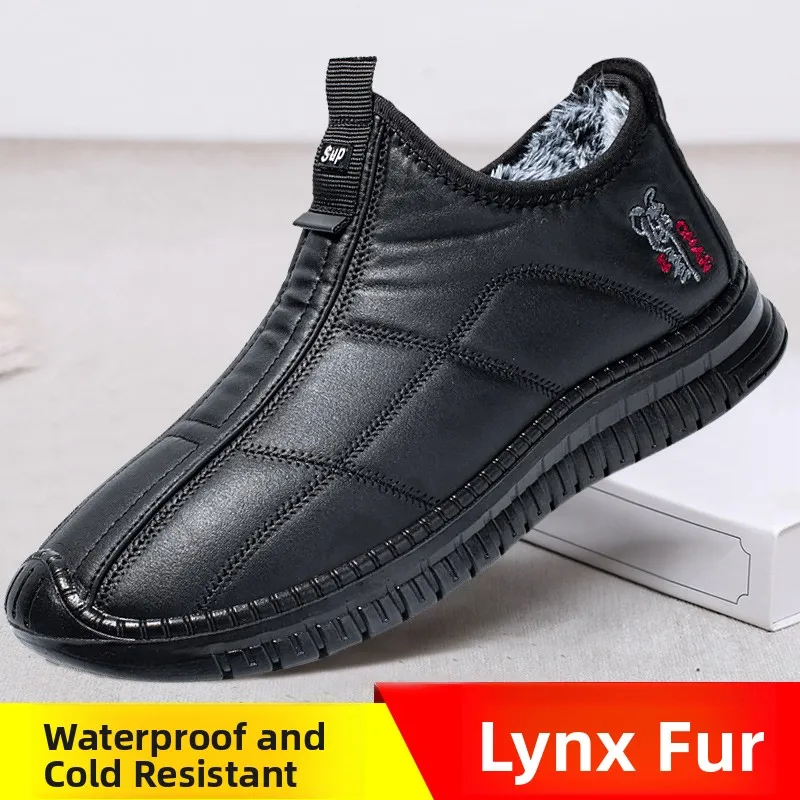 

Мужской зимний Thiened Fce на подкладке Cotton oes водонепроницаемый нескользящий Beijing Sle Dad Warm ly oes повседневный низкий топ