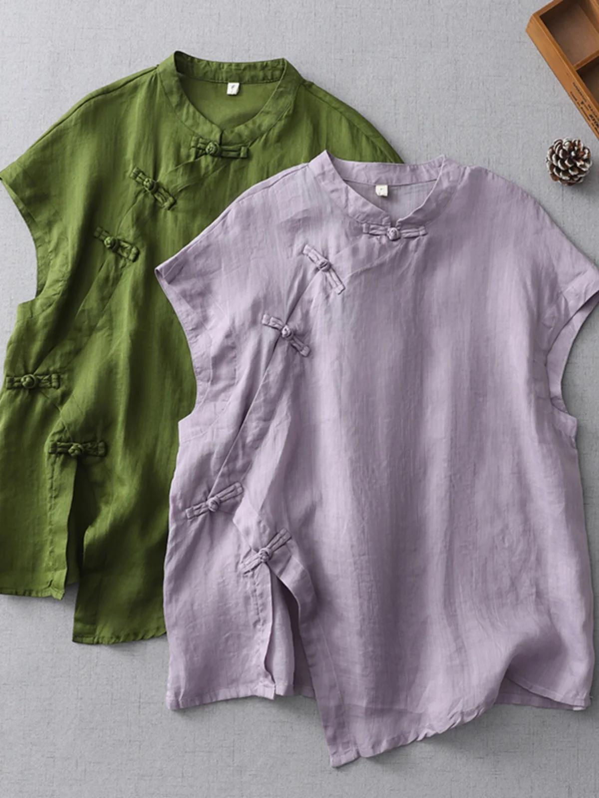 

Винтажный женский льняной топ на пуговицах с воротником irt, асимметричный однотонный женский льняной топ, летний свободный крой, удобный для поездок на работу