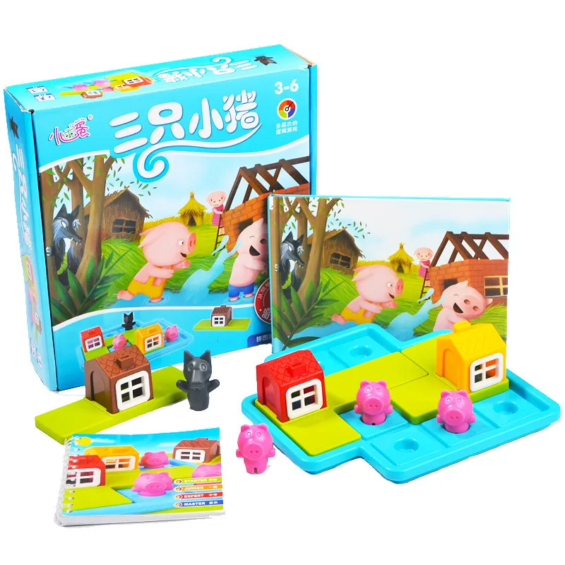 

Funny Smart Hide&Seek Board Games Three Little Piggies 48 Challenge with Solution Games IQ Training Toys for Children Gifts