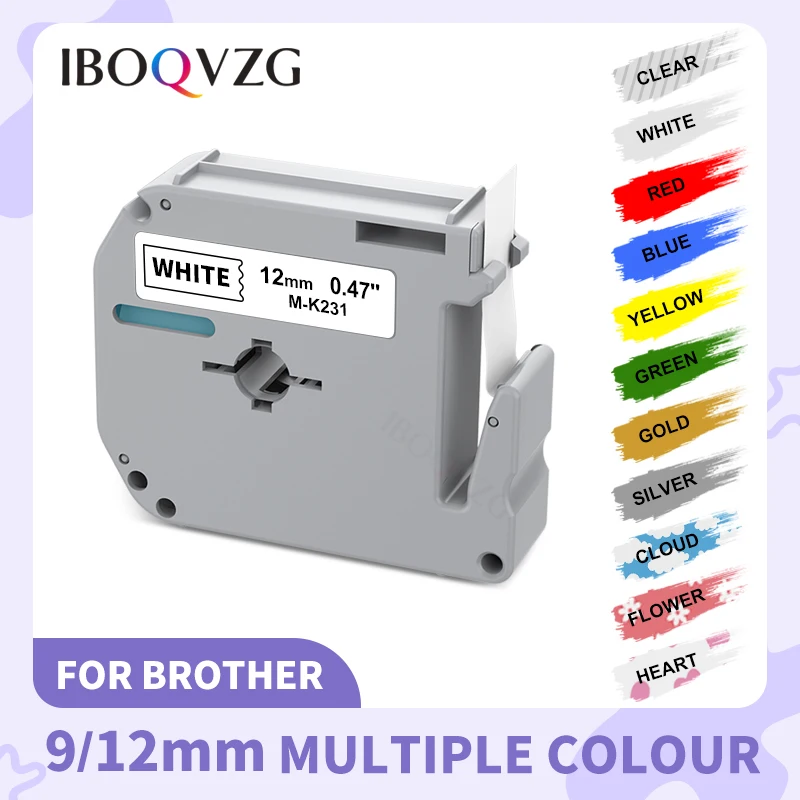 IBOQVZG 9/12mm for Brother MK-231 M-K231 MK-221 MK-131 MK-531 MK-631 MK-621 Label Tape MK231 MK221 for Brother P touch Labeller