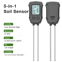 5 in 1 Digital Soil Tester pH Temperature Moisture Detector Sunlight Fertility Meter Flower Plants Soli Analyzer Gardening Tool