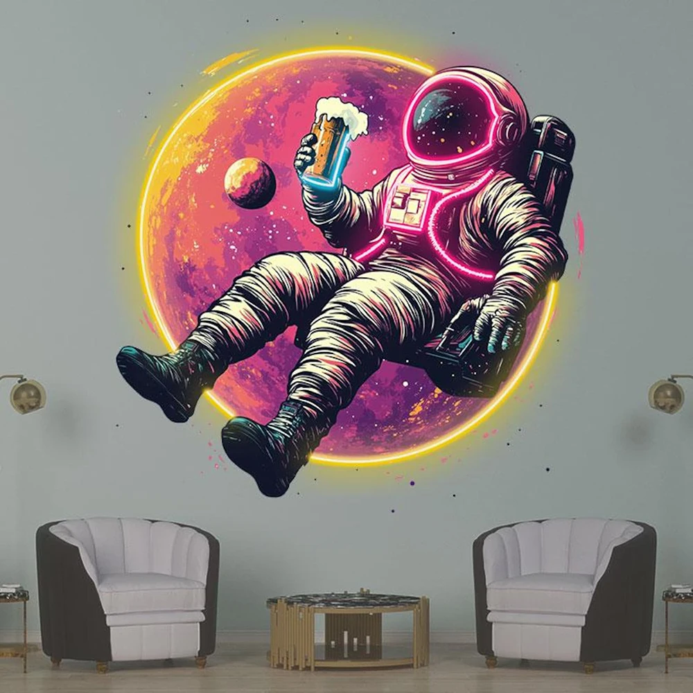 

Astronaut Holding Beer Neon Sign Custom Living Room Home Party Wall Decor LED Neon Light Personalzied Beer Club Pub Decor Signs