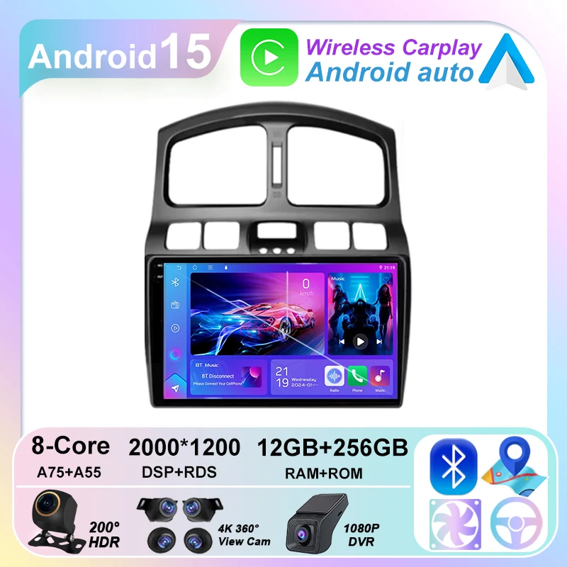 

Android 15 For Hyundai Classic Santa Fe 1 2000 - 2004 2005 - 2015 Car Dvd Radio 5G Wifi Radio Stereo Head Unit Multimedia Player