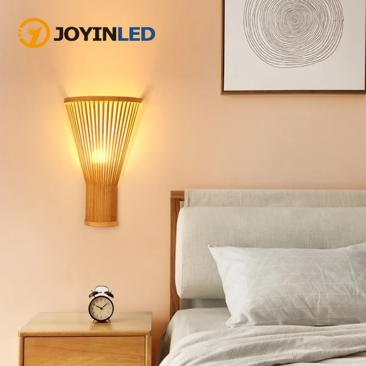 JOYINLED الإبداعية الخيزران الجدار ضوء ريفي الروطان الظل E27 الجدار الشمعدان لغرفة النوم المدخل غرفة المعيشة مدخل تجهيزات الإضاءة #1