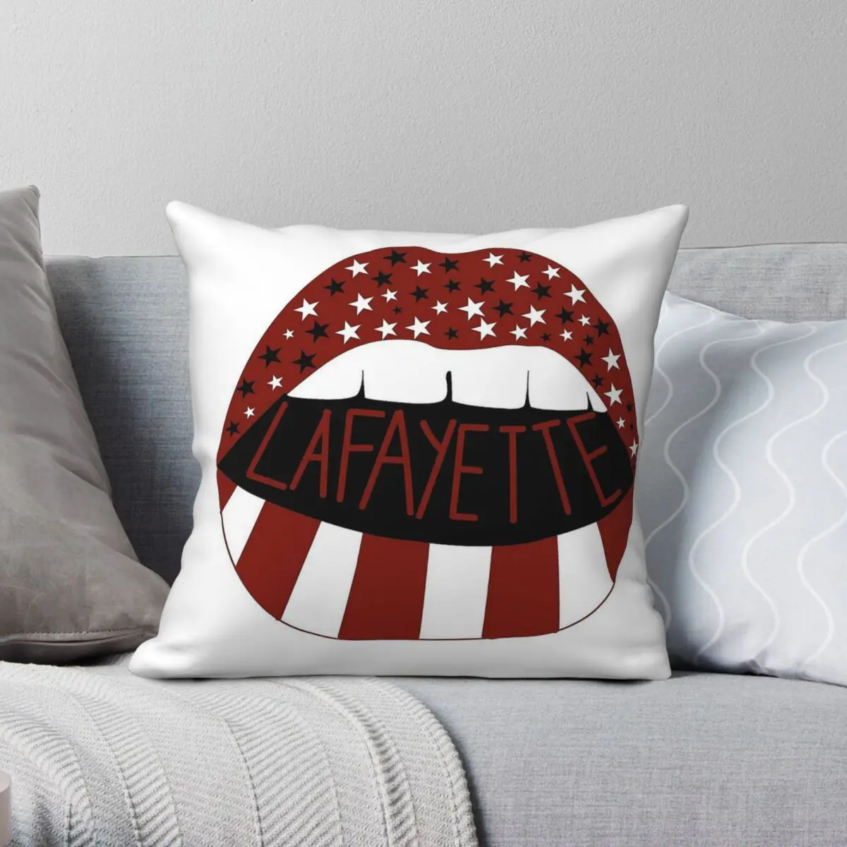 Lafayette College Lips Square Pillowcase Polyester Linen Velvet Printed Zip Decorative Throw Pillow Case Bed Cushion Cover