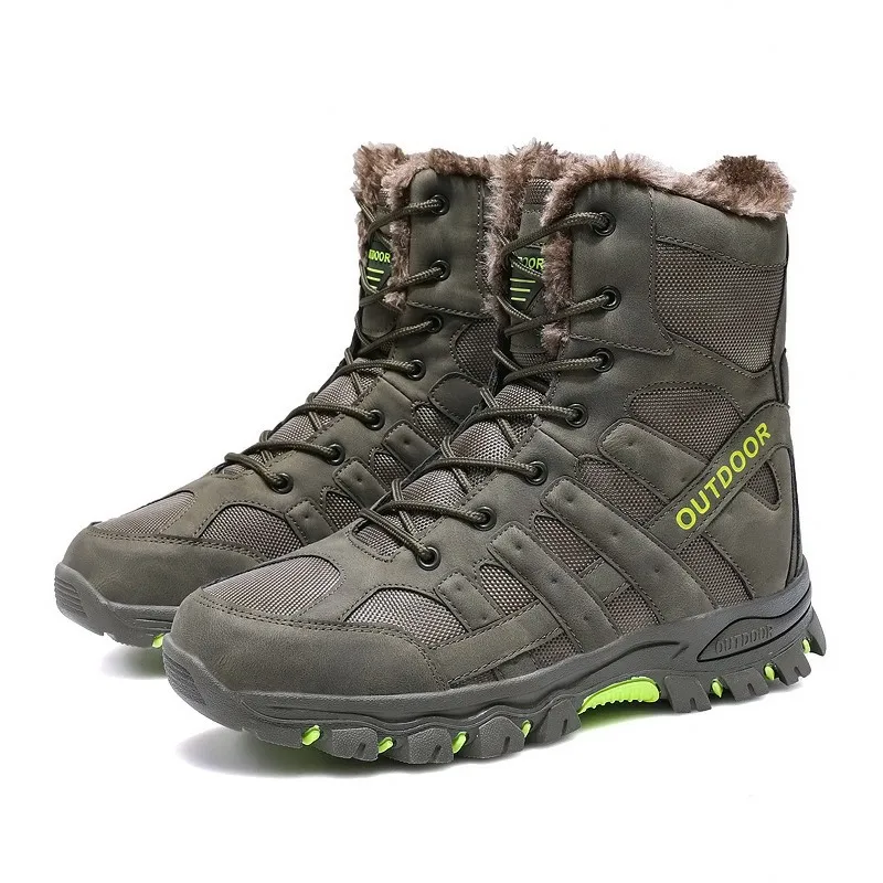 Winter Snow Boots Men Waterproof Shoes with Fur Plush Warm Men Boots Outdoor Footwear Comfortable Casual Shoe Men Erkek Ayakkabi