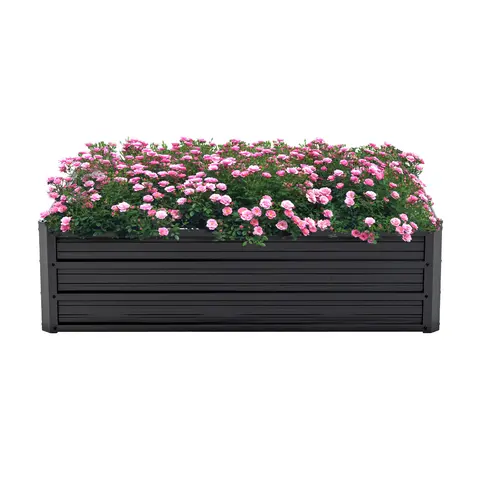 4x3x1 ft Sturdy Galvanized Steel Raised Garden Bed Planter Box Heavy Duty Outdoor Deep Root for Vegetables Flowers Herbs Black