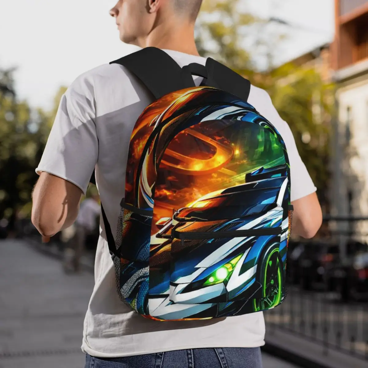 Hot Wheels Race Backpack Daypack Large Capacity Children BookBag School Bag Shoulder Bags for Men Women