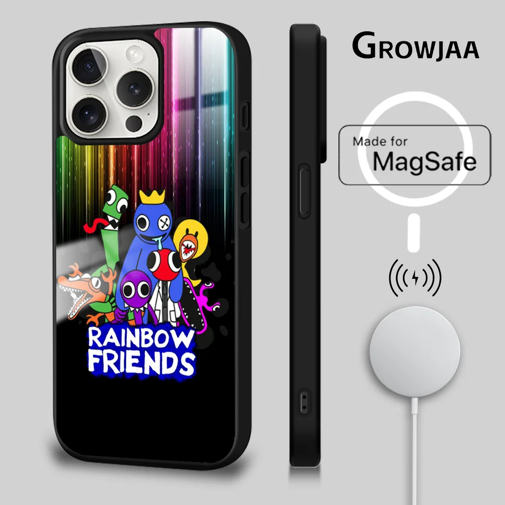 R-Rainbow Friends Toy Phone Case For iPhone 16 15 14 13 12 11 Pro Max Plus Mini Magsafe Mirror Wireless Magnetic Cover