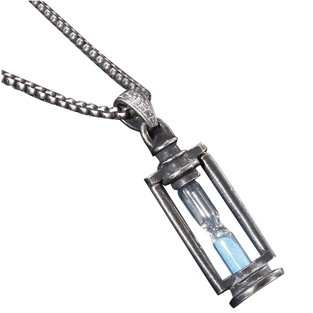 Retro Hourglass Pendant Necklace Vintage Jewelry for Men Titanium Steel Chain Durable Unique Fashion Design Mens Sand Timer