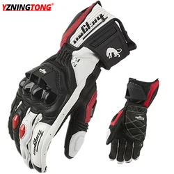 Oryginalne skórzane motocyklowe rękawice oddychające na cały palec Guantes Luvas Outdoor ochrona sportowa jazda wyścigowa odporna na zużycie
