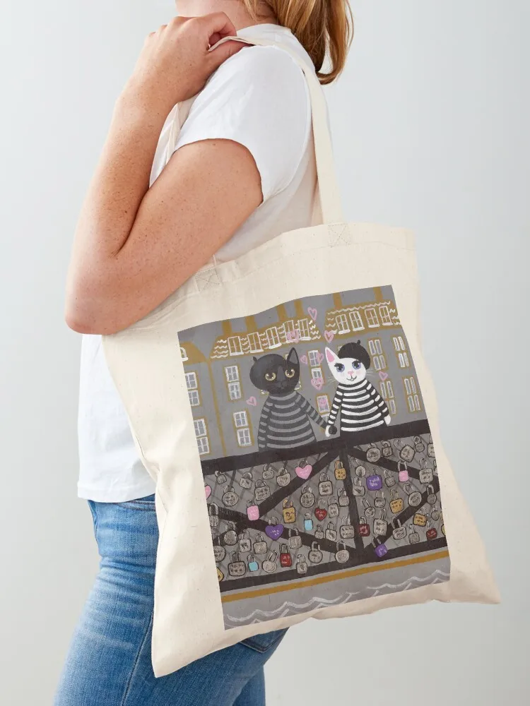 Paris Love Locks Tote Bag Handbags tote men Fabric university Canvas