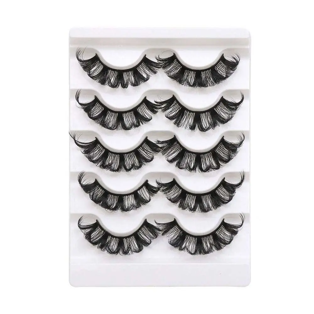 5Pairs Lashes Extension Whole Cluster Eyelashes Makeup Dense Fluffy False Eyelashes Reusable Long Lasting D Curled Eyelashes