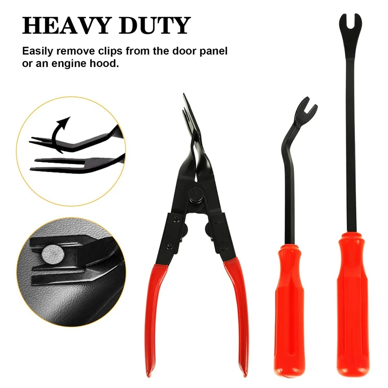 Trim Removal Tool, Pry Kit, Car Panel Tool Radio Removal Tool Kit, Auto Clip Pliers Fastener Remover Pry Tool Kit, Car Upholster