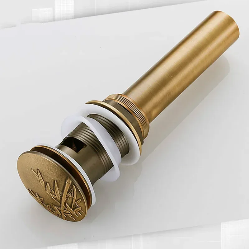 Bathroom Basin Sink Pop Up Drain Antique Brass Clic-clac Waterlet Vanity Sink Waste Drainer Art Carving Bathroom Accessories