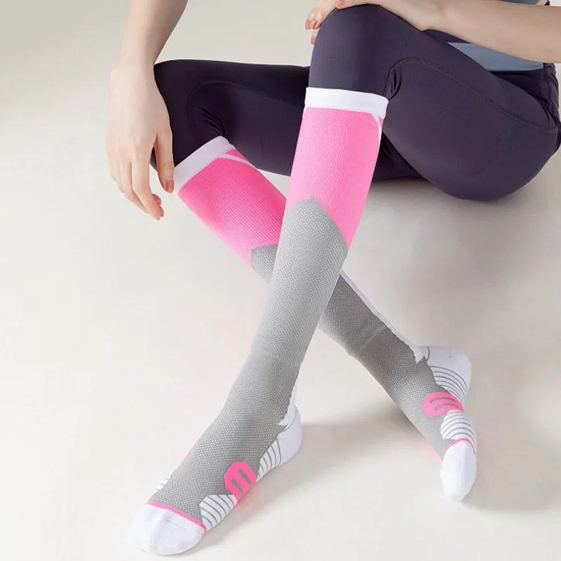 Calcetines elásticos de compresión para ciclismo para hombre, bolsa larga, medias personalizadas de tendencia, calcetines de presión absorbentes de nailon