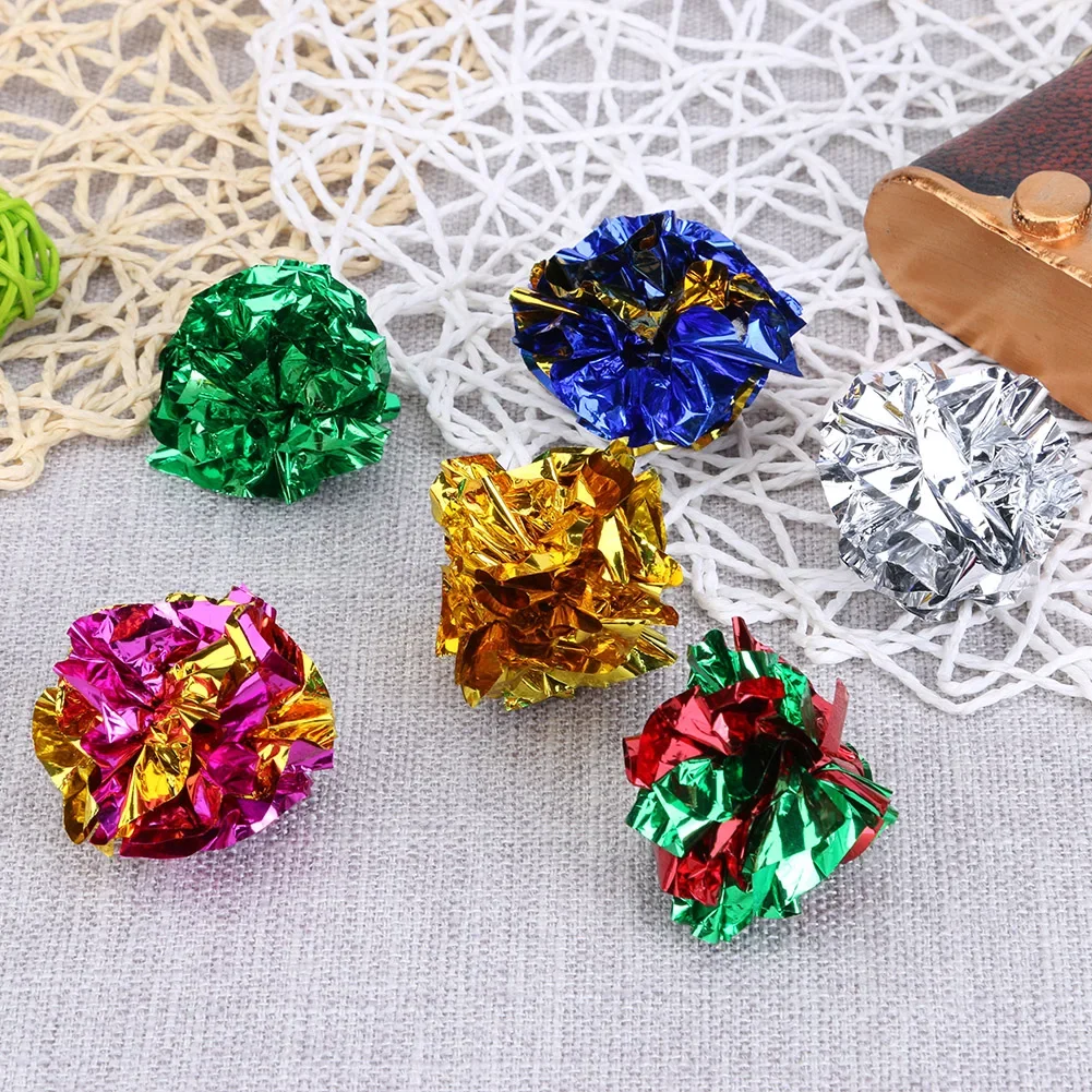 24/12Pack Bunte Crinkle Bälle Sound Zinn Papier Spielzeug für Katze Haltbarkeit Lautalisierung Puppen Spielen Interaktive Biss Quietschen spielzeug – Detail 6