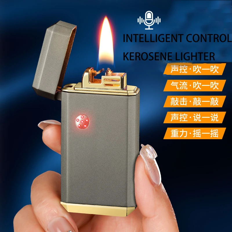 Voice controlled music, Langsheng intelligent kerosene lighter, high-end charging hybrid durable kerosene lighter