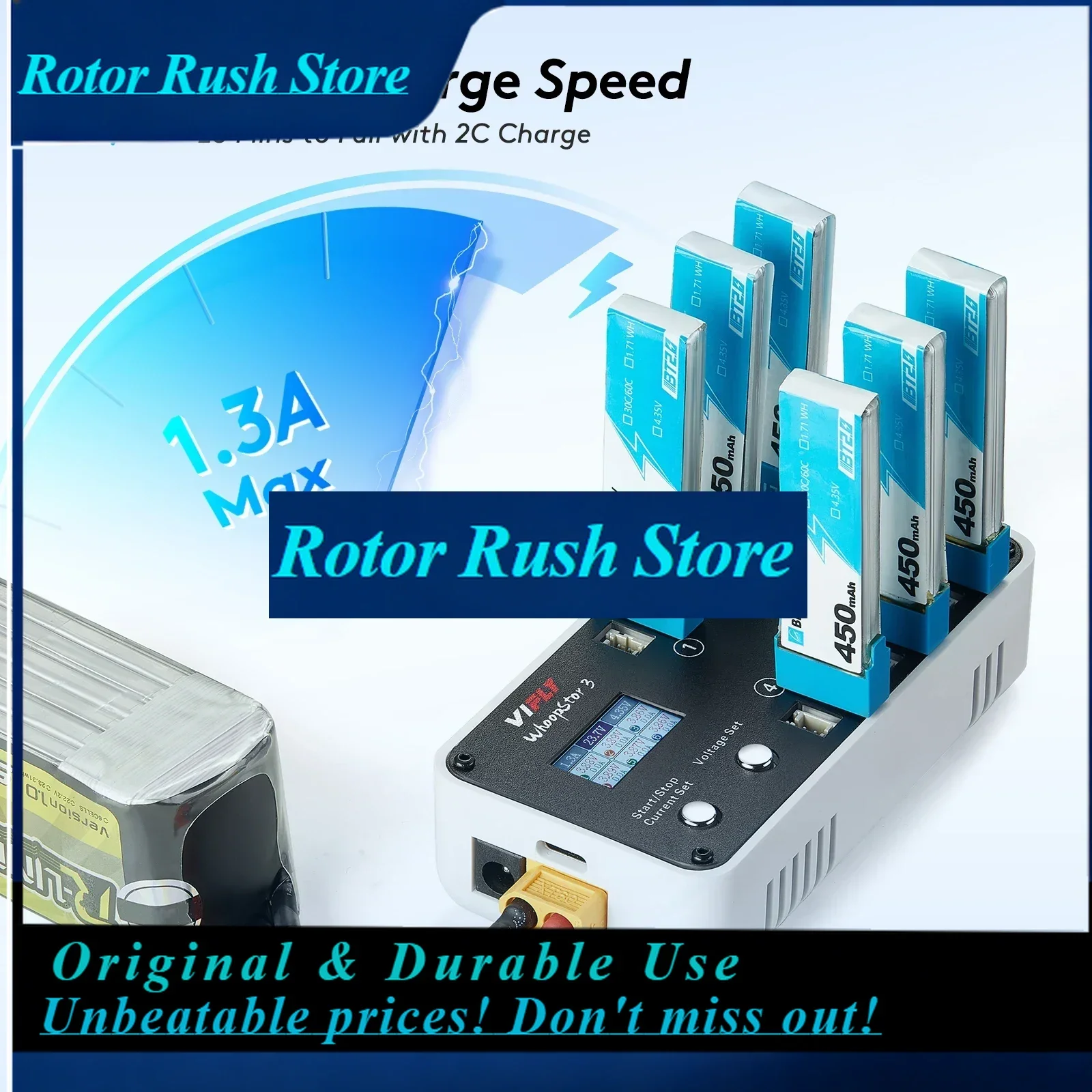 RoRuSOnly Black/white VIFLY WhoopStor 3 6Ports 1S LIPO Battery ChargerDischarger Storage Function FPV Tinywhoop 4.2V4.35V BT2.0