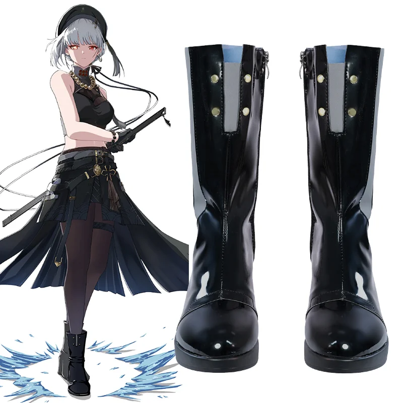 Game Wuthering Waves Sanhua Cosplay Shoes Anime Role Play Black Boots Hallowen Party Comic Con Accessories Props Adult Women Set