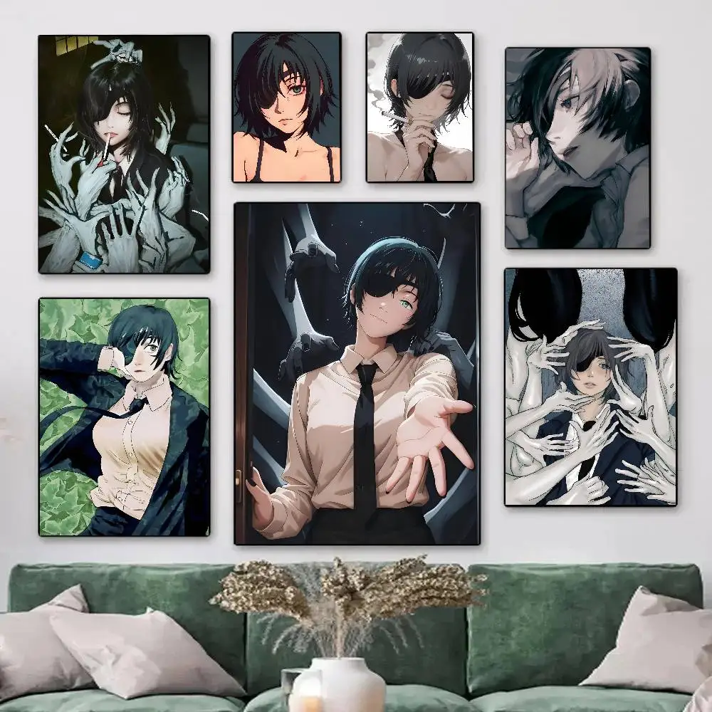 Anime C-Chainsaw M-Man Himeno Posters HD Print Vintage Wall Art Decor for Home Study Room
