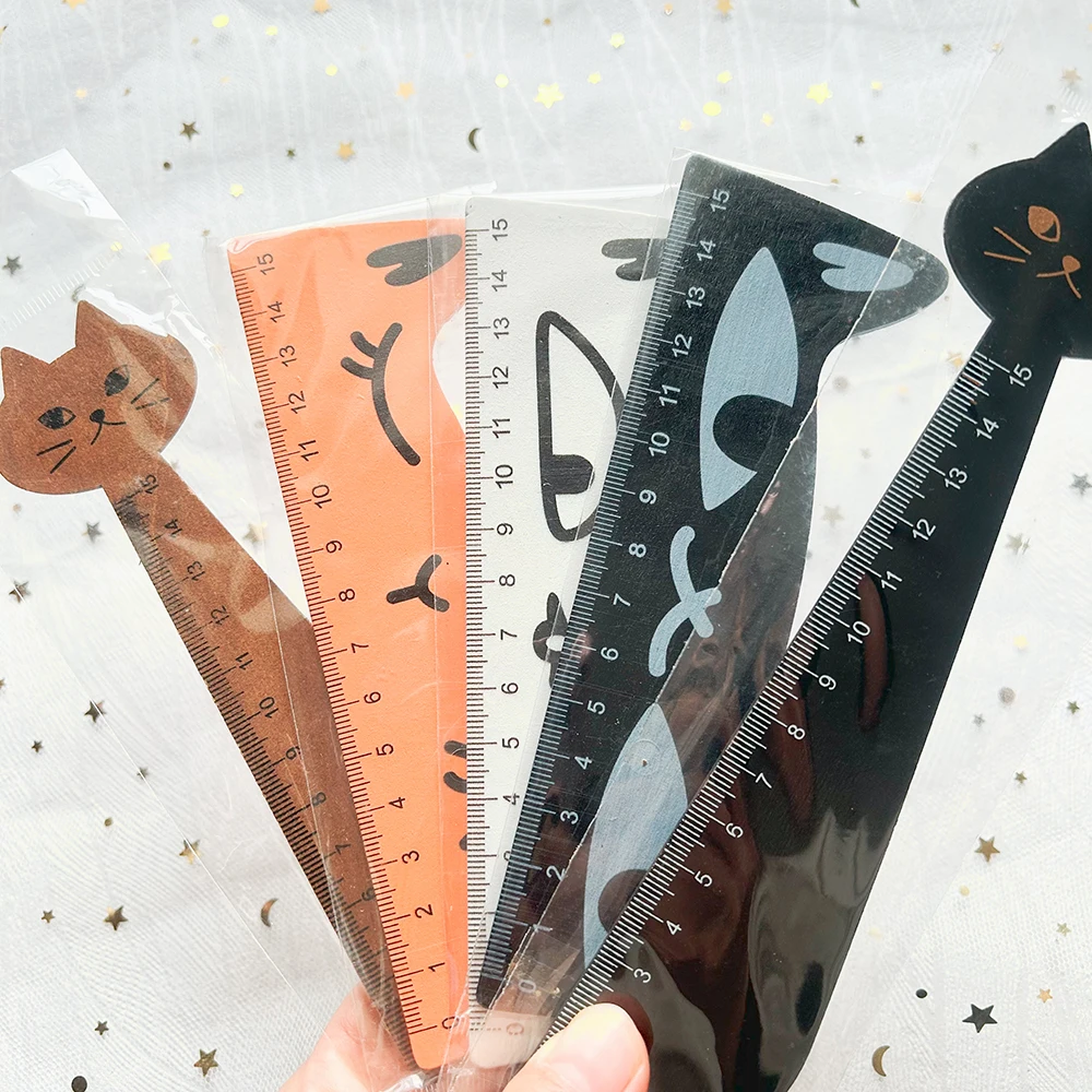 40pcs Kawaii Cat Ruler Cat Foot School Rule Aesthetic Stationery School Useful Japanese Stationery Wholesale straight rulers