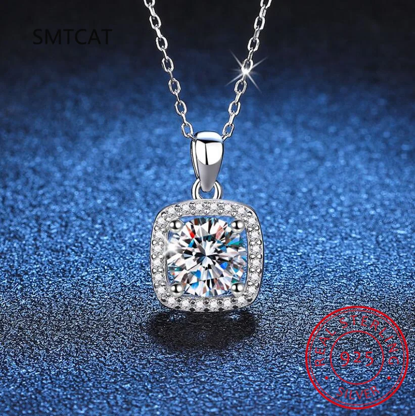 D VVS1 Moissanite Pandent Necklace for Women Sparkling Wedding Jewelry with GRA 925 Sterling Sliver Plated 18k Necklace