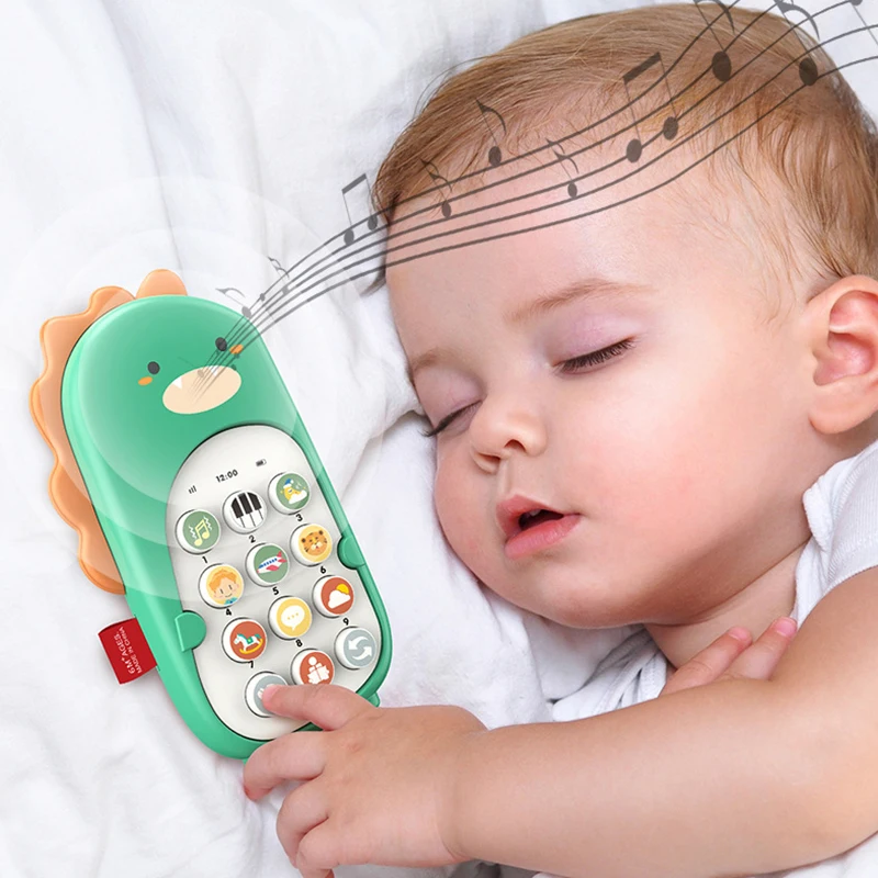 Bebê dos desenhos animados música brinquedo do telefone móvel dinossauro acalmar dormir artefato simulação telefone cedo brinquedos educativos crianças presentes