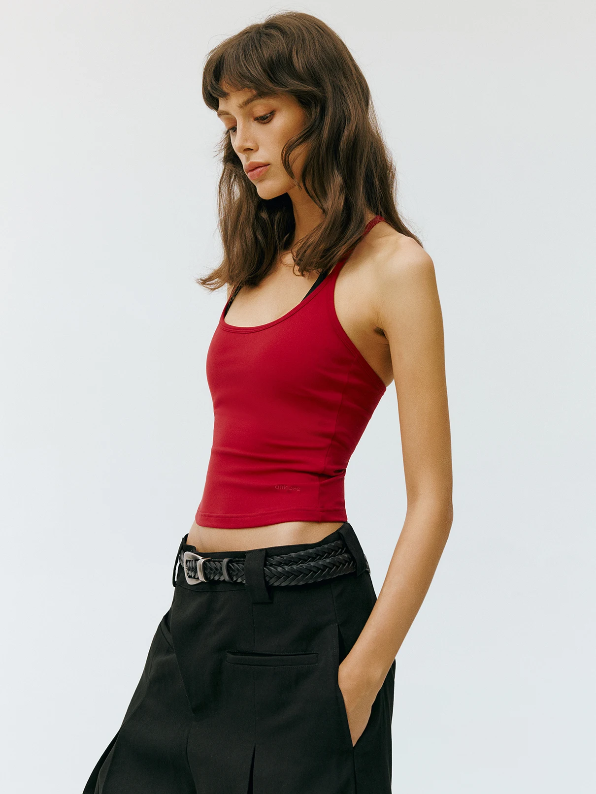 

Спортивный топ Antceee: оригинальный дизайн, асимметричные вставки, быстросохнущий, влагоотводящий, эластичный пояс, женский