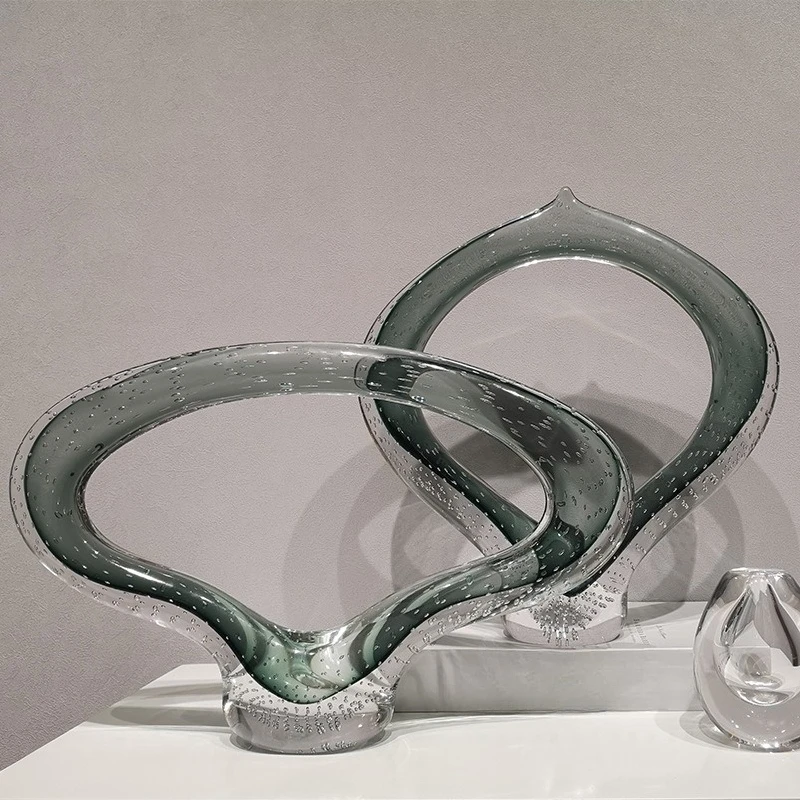 

Modern light luxury art ring glass sculpture ornament model house living room countertop decoration home decoration