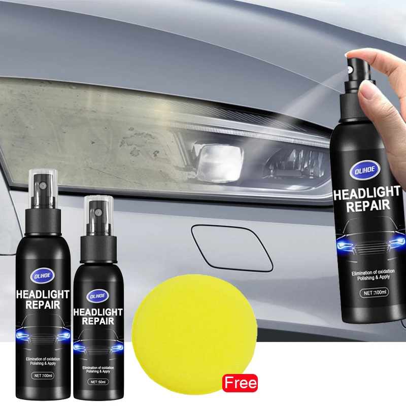 50/100ML Car Headlight Polishing Agent Restoration Kit Scratch Remover Renewal Polish Liquid Auto Repair Accessories