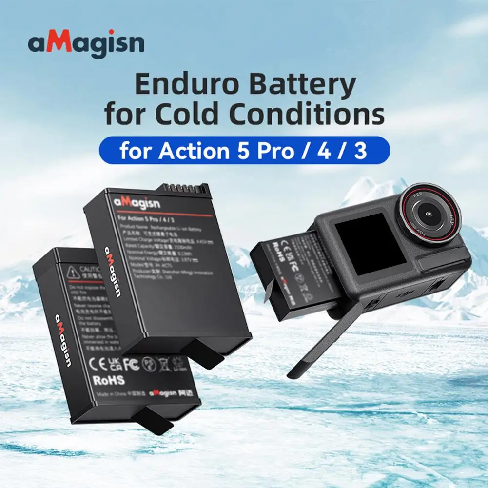 For DJI Action5Pro/4/3 Low Temperature Battery Low Temperature Battery Full Decoding Endurance Accessories