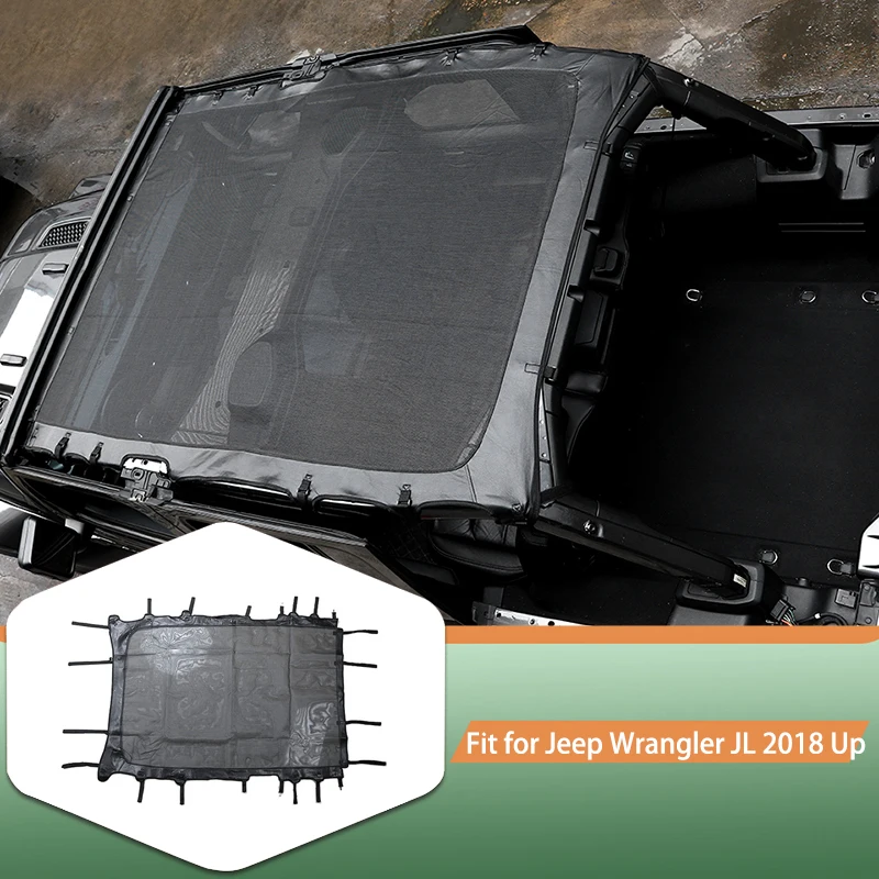 

Car Leather Soft Top Insulation Net Mesh Cover For Jeep Wrangler JL 2018 Up 4-Door version Car Exterior Accessories