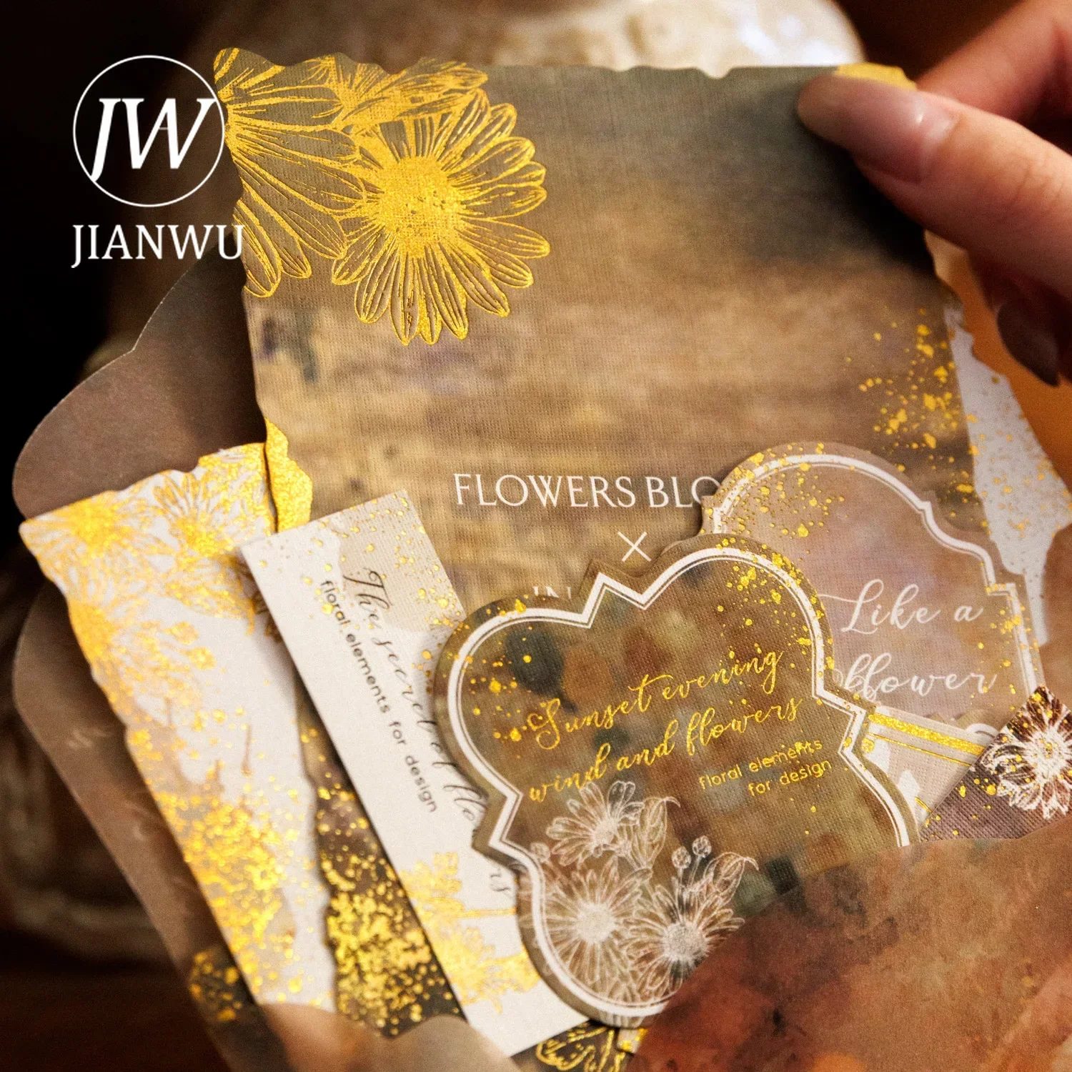 JIANWU 25 Sheets Romantic Gold Stamping Series Vintage Painting Bronzing Decor Material Creative DIY Journal Collage Stationery