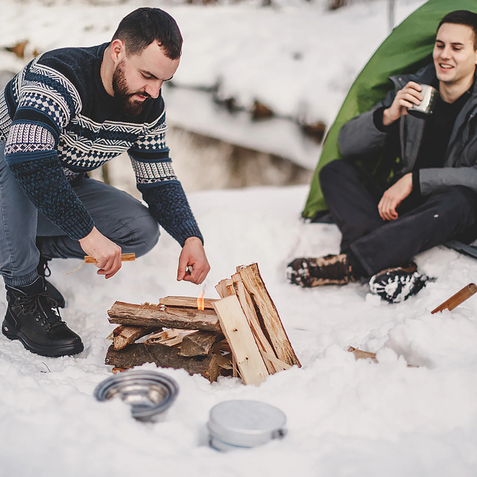 

2pcs Pine Sticks Wood For Camping Survival Outdoor Fire Starter Tool Long Burning Waterproof Fire Starter Sticks Kit