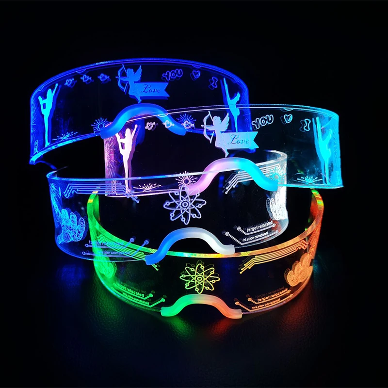 Trendy Luminous LED Glasses Neon Party Decoration Fashion Steampunk Sunglasses For Nightclub DJ Dance Vocal Concert