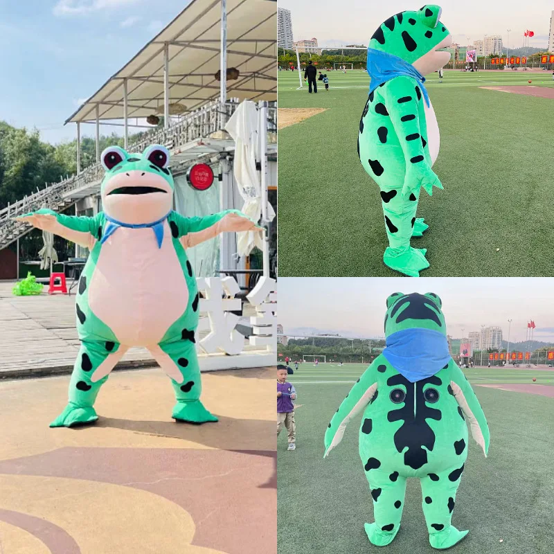 Spaß Frosch Puppe Kleidung Förderung Maskottchen Cartoon Anime Karneval Kleidung Erwachsenen Halloween Ostern Party Performance Requisiten