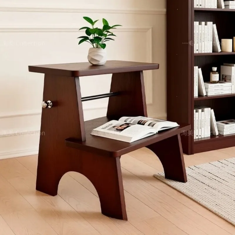 

Solid Wood 2-Step Folding Stool, Non-Slip Safety Ladder for Home Kitchen Bathroom, Compact Storage Design for Elderly Kids.