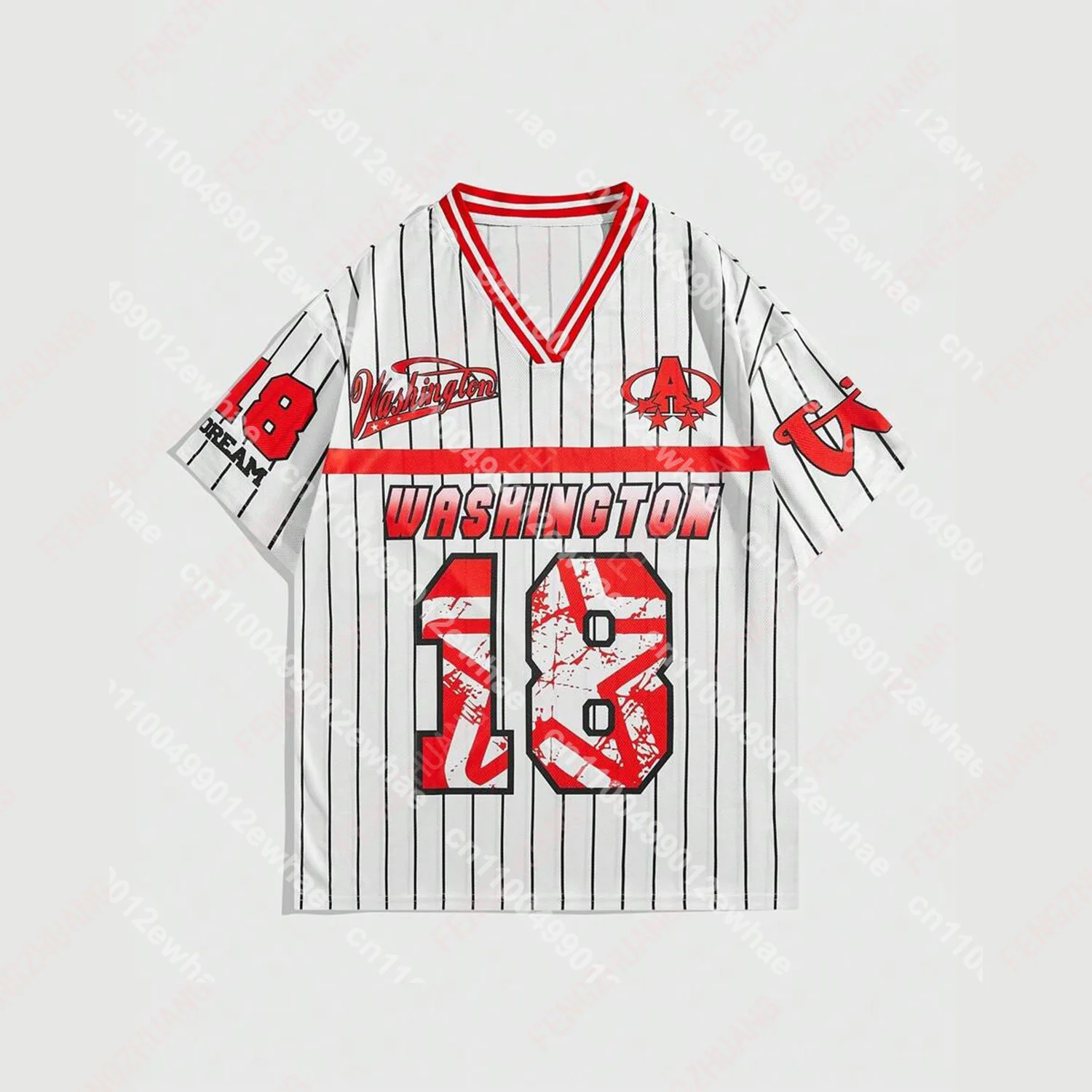 

Повседневная футболка унисекс в полоску с v-образным вырезом и короткими рукавами, с буквенным принтом и буквенным принтом, идеально подходящая для повседневной носки, повседневная футболка