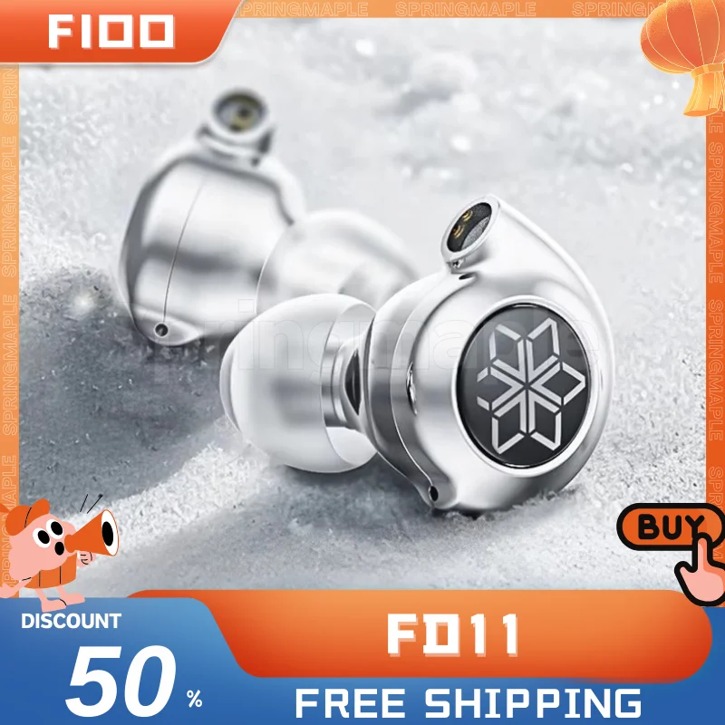 Fiio FD11 Wired In-Ear HiFi 10mm Dynamic Driver Monitor Earphones Replaceable Cable Custom Earbuds High-Fidelity Music Earphone