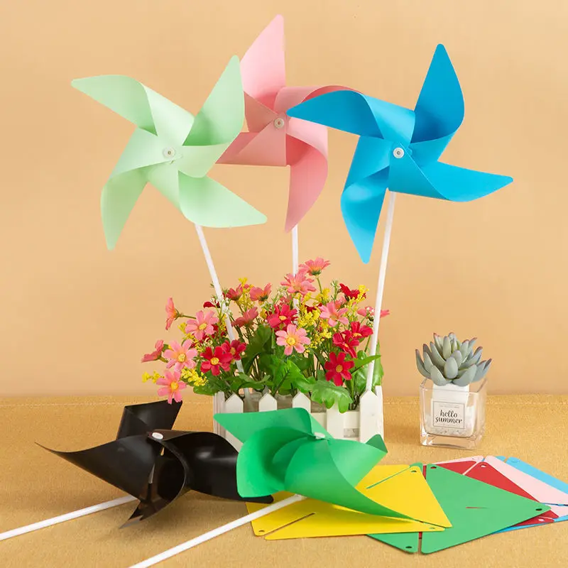 10~50Pcs Multi-Color Plastic Pinwheel Set – Classic Wind Spinner with White Stick for Landscape, Celebration, Photo Prop TMZ