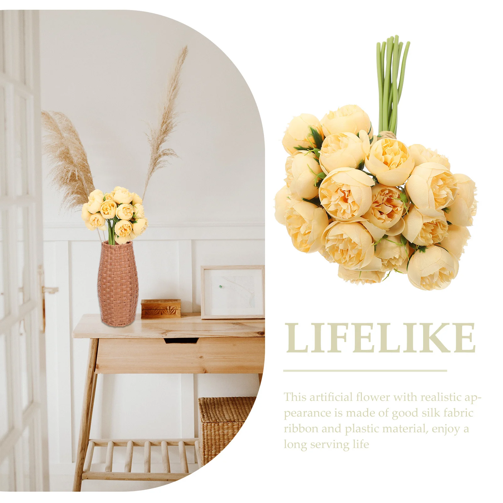 

Simulation Rose Bouquet Wedding Bridal Artificial Flower Elegant Long-Lasting Decor For Bride Bridesmaid Table Centerpiece