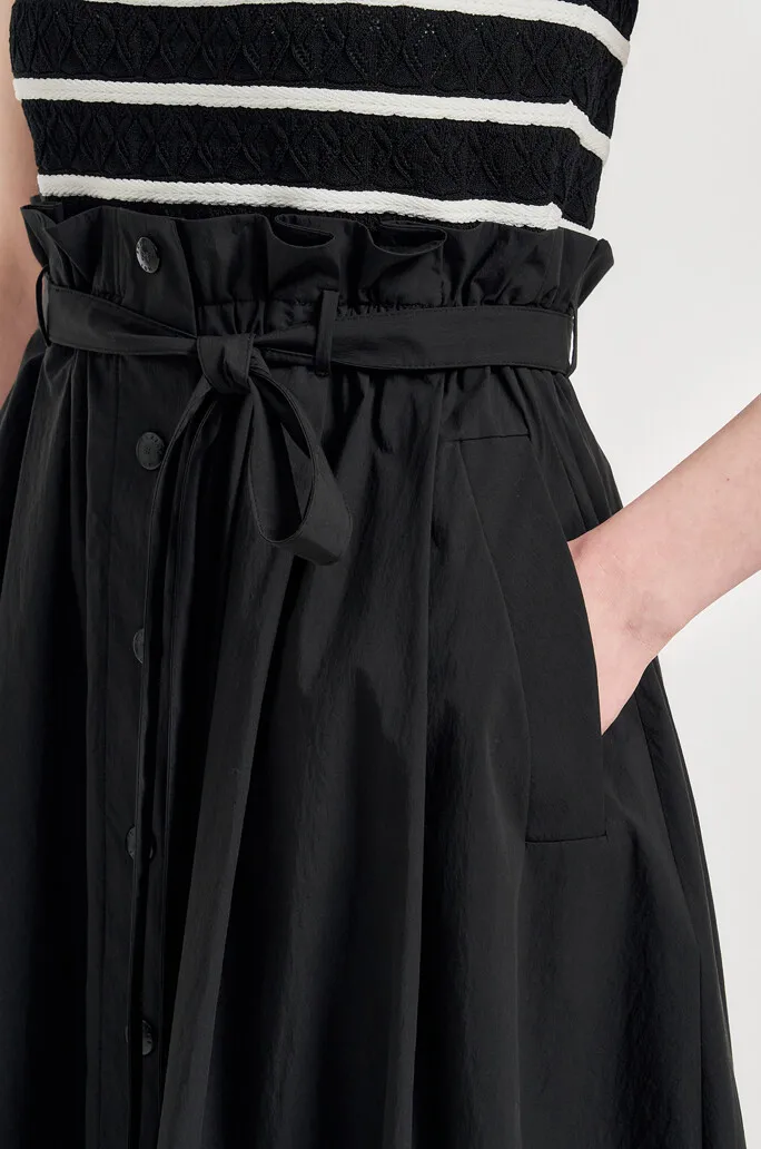 Ladies Summer Fashion Black Striped Loose Casual Girly Style Dress