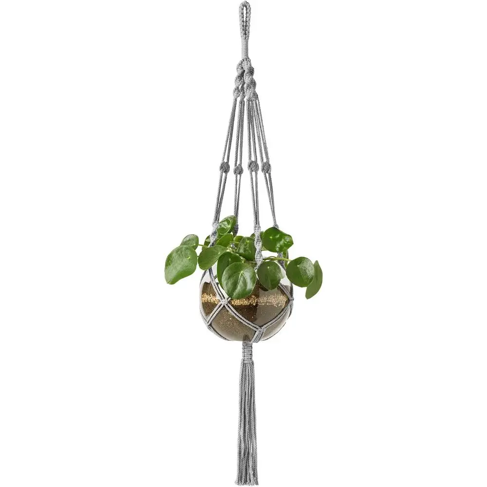 Plant Hangers Indoor Outdoor Hanging Planter Basket Cotton Rope 4 Legs 41 Inch, 1 Pack, Grey