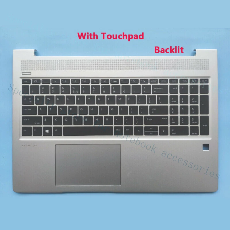 

A+ New Palmrest Backlit Keyboard Touchpad For HP ProBook 450 G6 450 G7 Silver