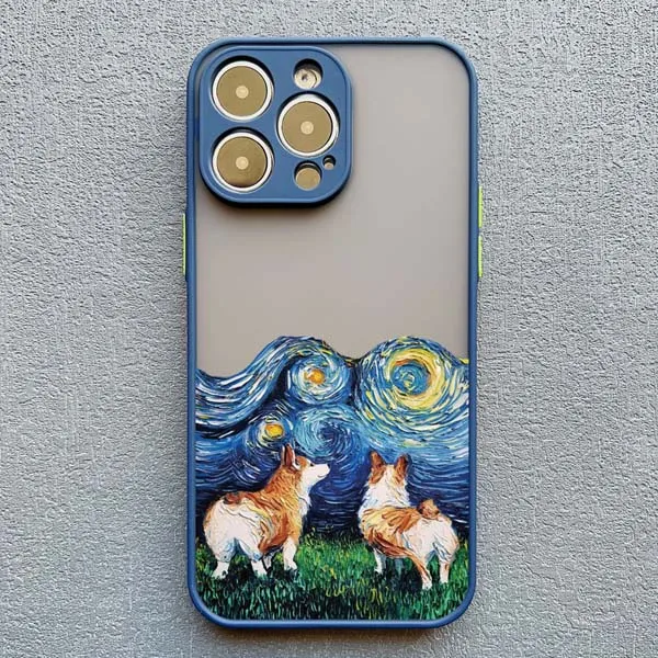 Interessante Ölgemälde-Handyhülle für iPhone 17 16 15 14 Pro Max Plus 13 12 Mini 11 Pro Max XS XR X Plus mit Cartoon-Hundemotiven – Detail 5