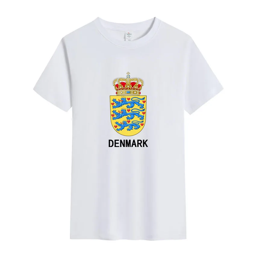 

Мужская летняя креативная графическая футболка из 100% хлопка с принтом национального герба Дании, повседневная футболка с круглым вырезом и короткими рукавами, футболки